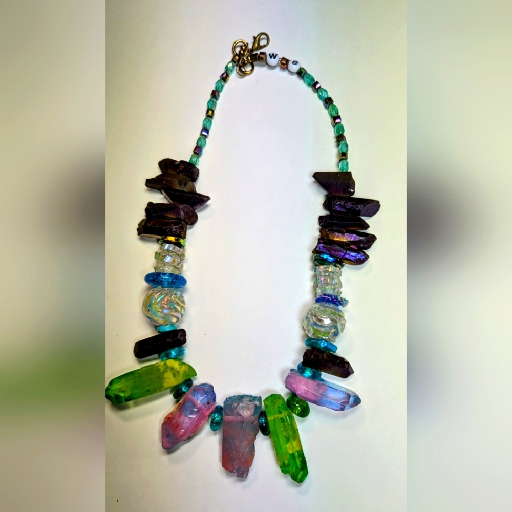 Wendy Gell One Of A Kind Crystal Necklace Aurora Beads